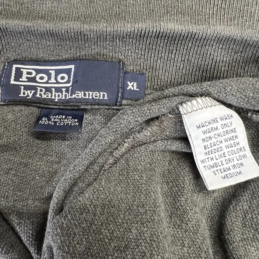 Vtg Ralph Lauren Polo Shirt Mens Extra Large XL Gray Long Sleeve  Pony Cotton
